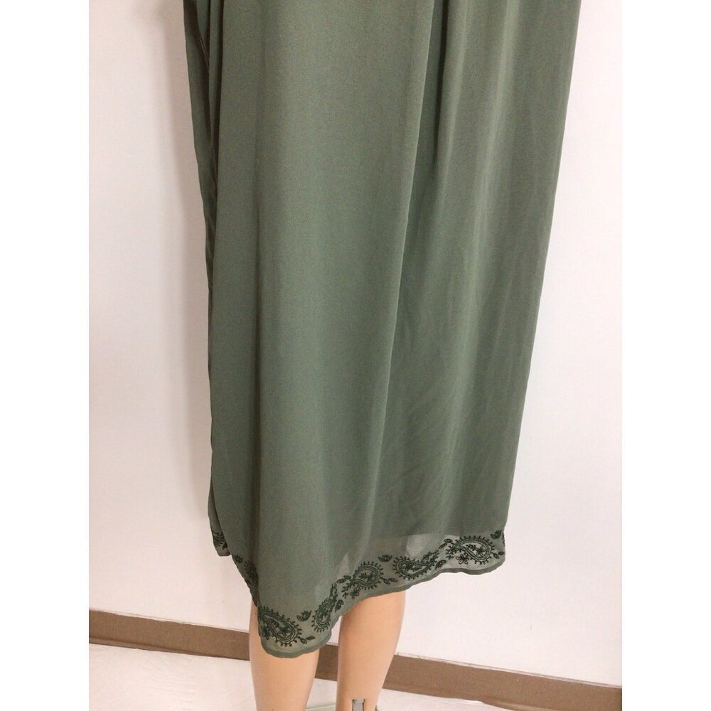Thyme Green Embroidered Dress Babydoll Empire Waist Womens XL - Picture 5 of 10